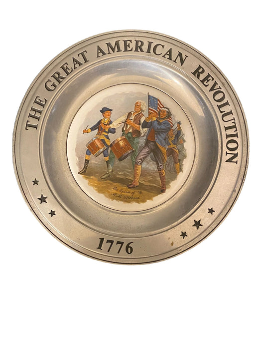 The Spirit Of 1776 - Great American Revolution by Williamsport FoundryVintage Pewter Plate, 10.8”-EZ Jewelry and Decor