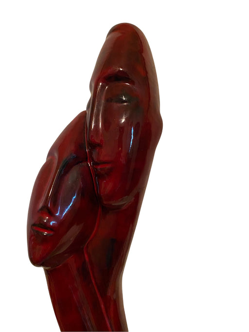 Modern Lovers Figurines, Ceramic Abstract statue 13” T, Vintage-EZ Jewelry and Decor