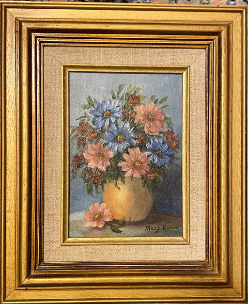 Mary Handers, Beautiful Flowers, Framed Original Oil Painting. 9” x 12”.-EZ Jewelry and Decor