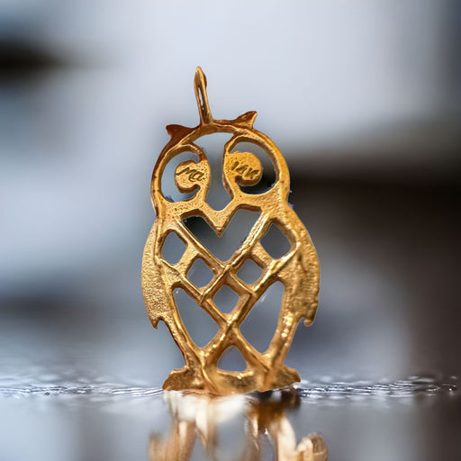 Owl Pendant/Charm In 14k Yellow Gold. 0.9in-EZ Jewelry and Decor